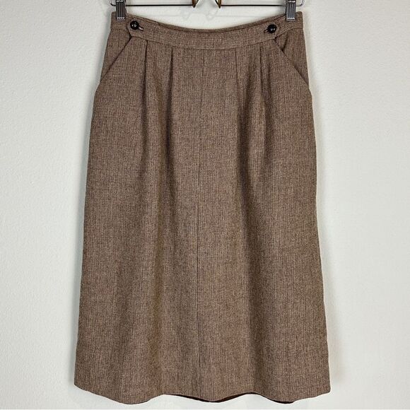 Vintage Pendleton Brown Wool Blazer & Midi Skirt Suit Set S - Picture 10 of 16